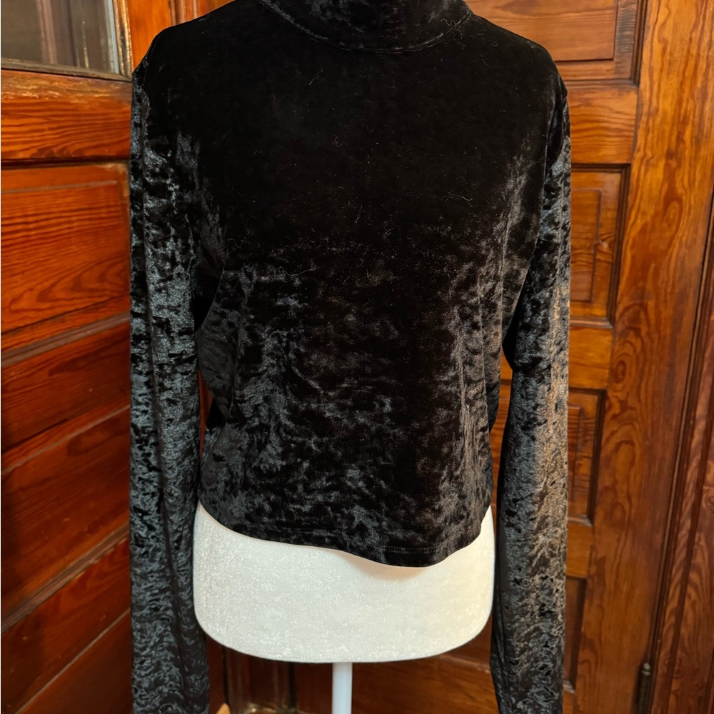 True Religion Black Velvet Crop Top